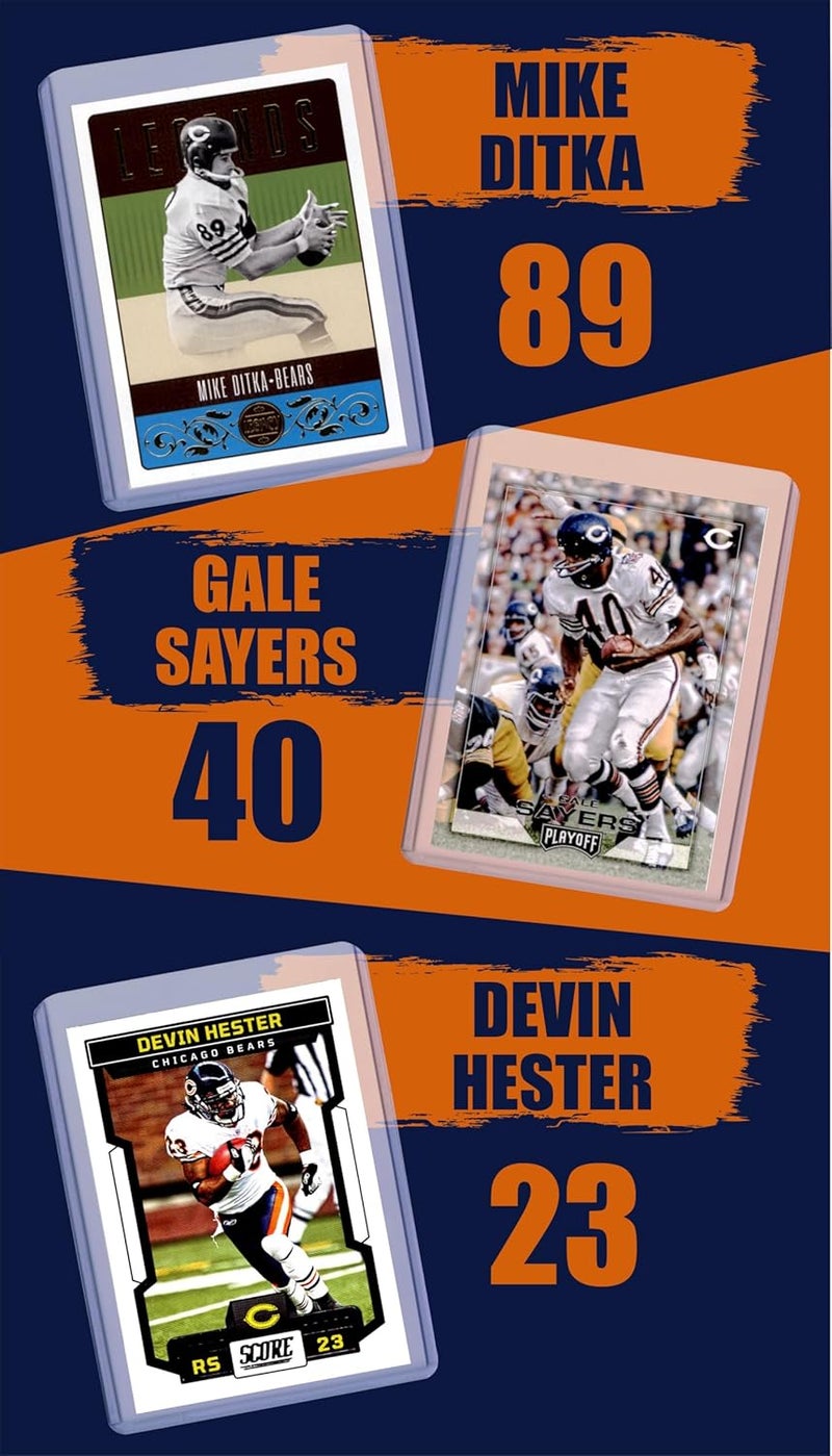 Chaser Chicago Bears Football Legends Cards: Walter Payton, Dick Butkus, Jay Cutler, Mike Ditka, Gale Sayers, Devin Hester, Mike Singletary, Brian Urlacher, Dan Hampton (9) Assorted GOAT Card Hall of Fame Gift Pack - Image 3